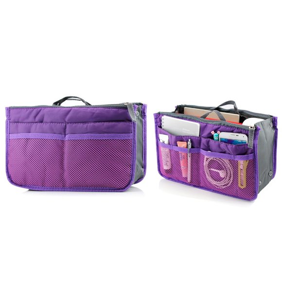 Travel Tote Handbag/Purse Insert Cosmetic Organizer (Purple) - Picture 1 of 7
